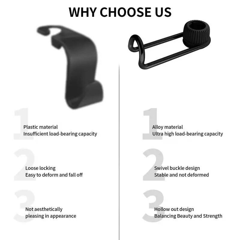 Autoistme konksud Tugev kandevõimega auto rahakoti konks mahutab kuni 10 kg raskust autole vihmavarjude jaoks riided vesi