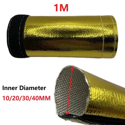 Gold 1M Inner Diameter 10/20/30/40MM Metallic Heat Shield Thermal Fire Sleeve Insulated Wire Hose Wrap Loom Tube Protect Cover