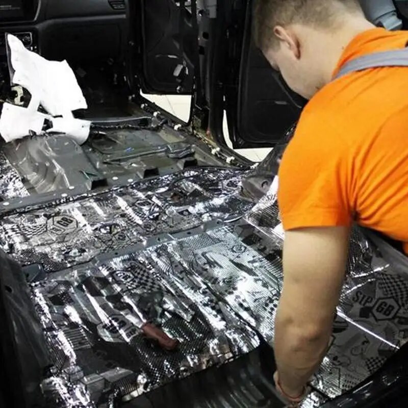 50x200cm 5/10/15/20mm Siltuma skaņu slāpējošs izolācijas paklājs Deadener Pad Auto Auto Izplūdes Izpūtējs Pārsega durvju trokšņu kontroles putas