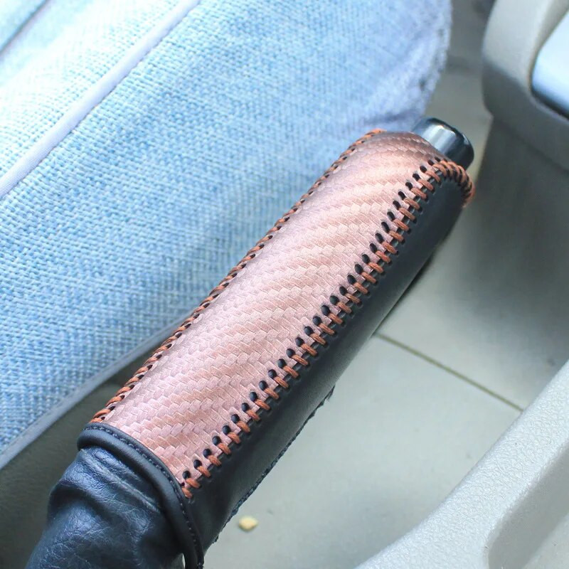 Süsinikkiust auto nahast käsipiduri katte kaitseümbris käsipiduri kaitse auto salongi tarvikud