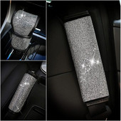 Crystal Car Rokas bremzes Pārsegs Automašīnas Pārnesumu Pārslēga Komplekts Rhinestones Drošības Jostu Pārsegs Styling Diamond Salona Aksesuāri Meitenēm