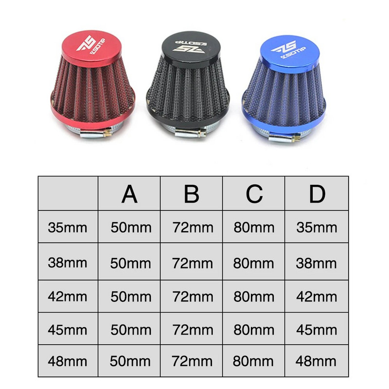 Alconstar karburatora gaisa filtra tīrītājs 35–58 mm sēņu galvas gaisa filtra skava uz gaisa filtra tīrītāja motocikla ATV motorolleram