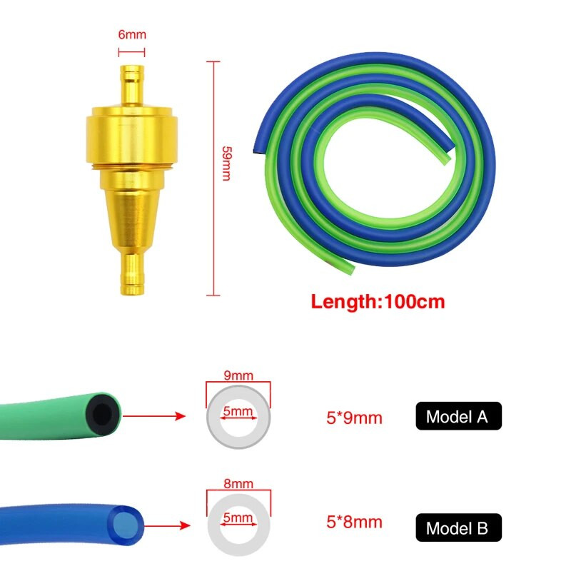 Sclmotos-6 mm mootorratta bensiinifilter CNC alumiiniumsulamist filter, modifitseeritud filtrielement, mustusepesa jalgratta mopeed