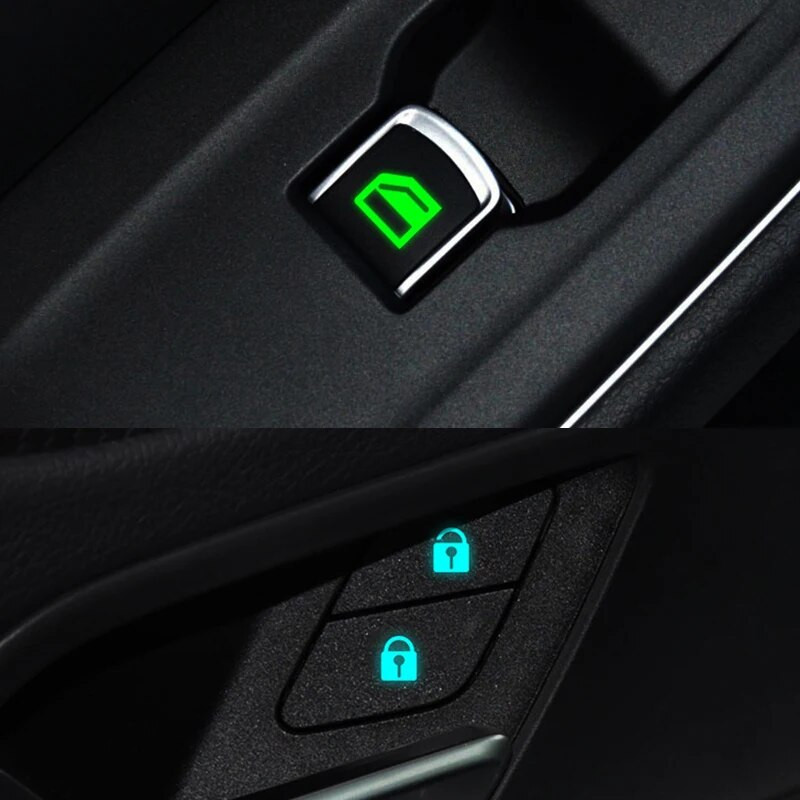 1 τεμ. Ανυψωτικό παραθύρου αυτοκινήτου Φωτεινό κουμπί διακόπτη αυτοκόλλητα Ανελκυστήρας παραθύρου πόρτας Νυχτερινός διακόπτης ασφαλείας Διακόσμηση Φθορίζουσες αυτοκόλλητες ετικέτες