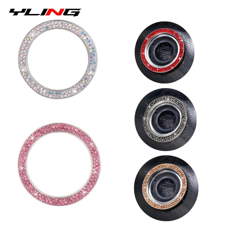 Dekoratsioonisõrmus Teemantkivist autodekoratsioon Ühe klõpsuga käivitusnupp Mootori käivitusseiskamislüliti nupu kate