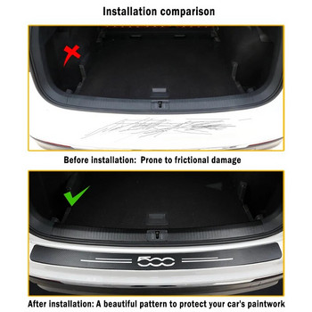 Защитна плоча за задния багажник на автомобила Защитна плоча за автомобил Fiat 500 Стикери от въглеродни влакна против удари Автоаксесоари