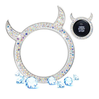 Carcasa pentru buton de pornire cu un singur clic Interior Aprinderea motorului Buton de pornire Oprire Capac de protectie Decorare din cristal Accesorii auto