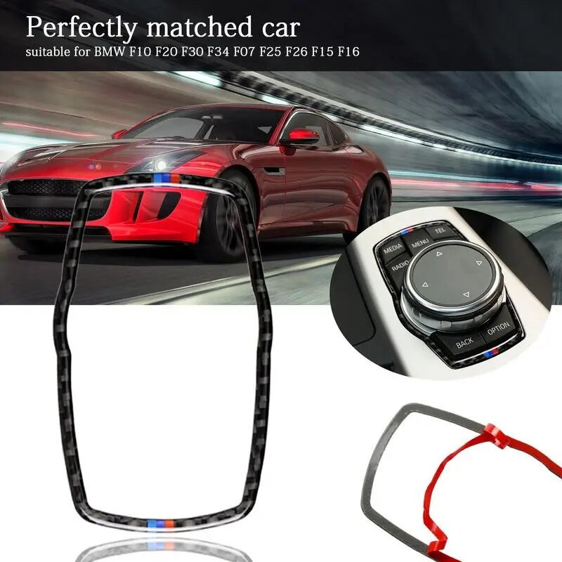 Auto süsinikkiust raam BMW meedia nuppude kleebiste jaoks Nupu kate F10 F20 F30 F34 F07 F25 F26 F15 F16 F-Parimad interjöörikleebised