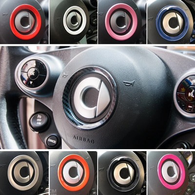 Steering Wheel Center Cap Decoration Ring Car Stickers For Mercedes Smart 453 Fortwo Forfour Interior Accessories