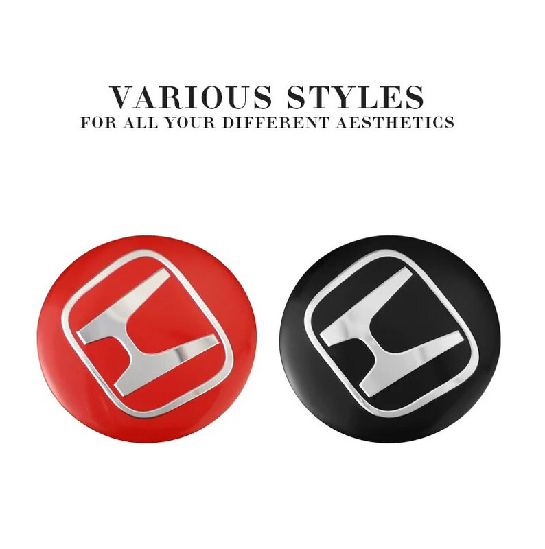 4 tk autoratta rummu keskkorgi metallist embleemi kleebised Honda Civic Accord Fit City Vezel CRV Odyssey Pilot Jazz Prelude Insight jaoks