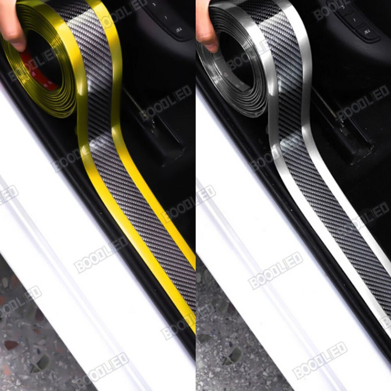 2M Double Colors Carbon Fiber Protector Automašīnu uzlīmes Durvju malu aizsargplēve Gumijas veidņu apdares sloksne DIY For style Accesso