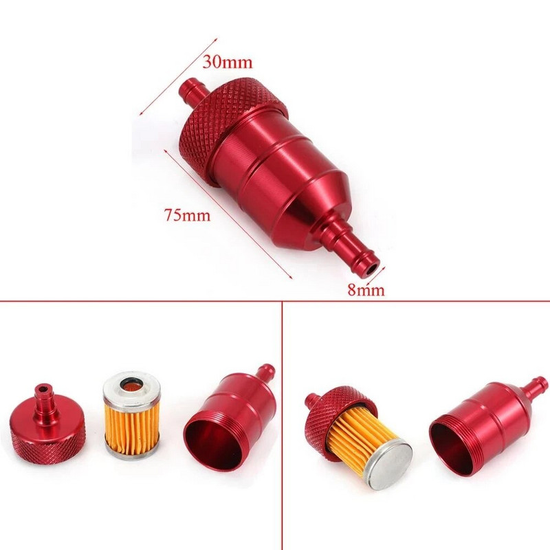 Universalus 8 mm benzino dujų kuro filtro valiklis motociklo duobės purvo dviračiui ATV Quad Oil Gas 5 spalvų kuro filtras