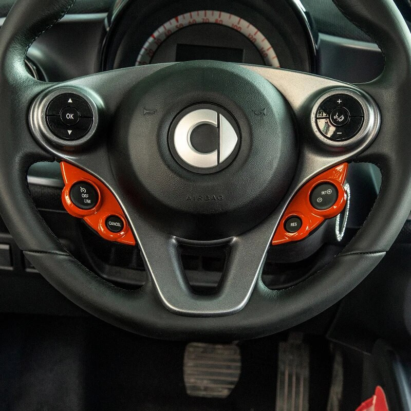 2 db autó kormánykerék gomb díszítő matrica új Mercedes Smart 453 Fortwo Forfour autótartozékokhoz belső stílus