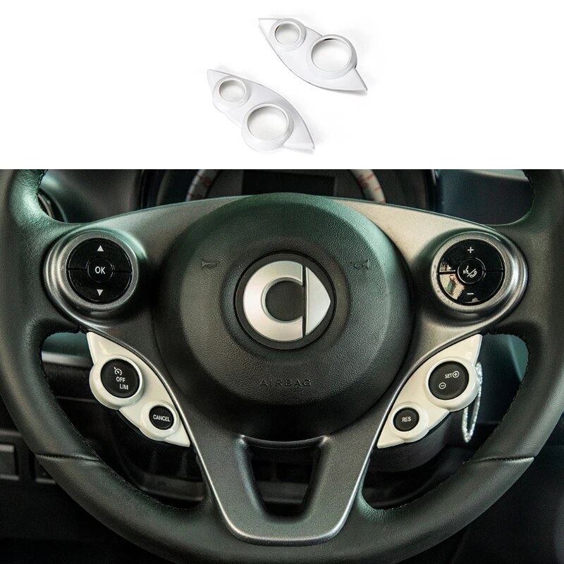 2 db autó kormánykerék gomb díszítő matrica új Mercedes Smart 453 Fortwo Forfour autótartozékokhoz belső stílus