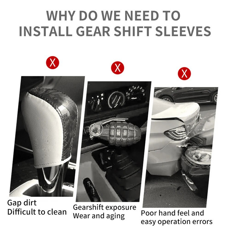 Neslīdošs automašīnas pārslēgšanas roktura pārsegs PU āda Nodilumizturīgs pārslēgšanas pogas aizsargpārsegi Ērts satvēriens Automātiskās pārslēgšanas pārnesuma pārsegs