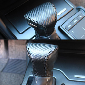PU кожен капак на копчето за превключване на скоростите Хандбална тапицерия от въглеродни влакна черно/червено за Lexus UX250h UX200 ES350 2019-2023 Автомобилни аксесоари