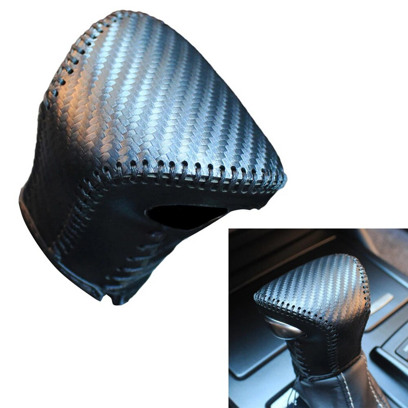 PU ādas pārnesumu pārslēgšanas pogas vāks rokasbumbas apdare, oglekļa šķiedra, melns/sarkans, paredzēts Lexus UX250h UX200 ES350 2019-2023 automašīnu piederumiem