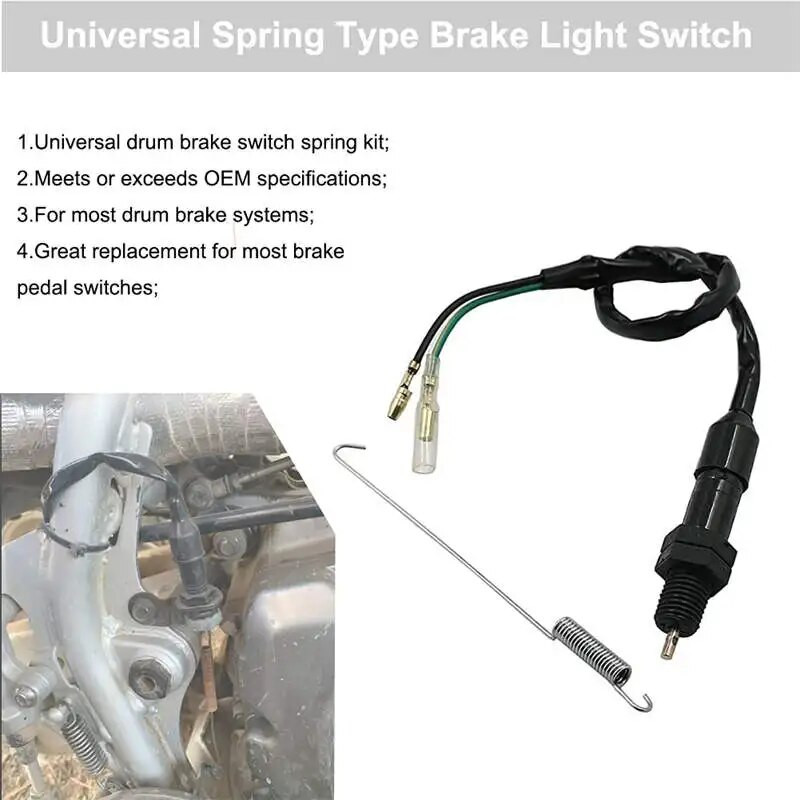Motocikla universālais aizmugurējās bremžu gaismas slēdzis ar atsperu komplektu Honda Kawasaki Suzuki Yamaha kvadracikliem ATV motorolleriem