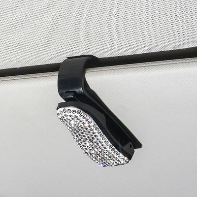 Päikesesirmikinnitusega päikeseprillide klambrihoidik Rhinestone Bracket Kaasaskantavad päikeseprillid Auto kristallklambriga kaunistustarvikud