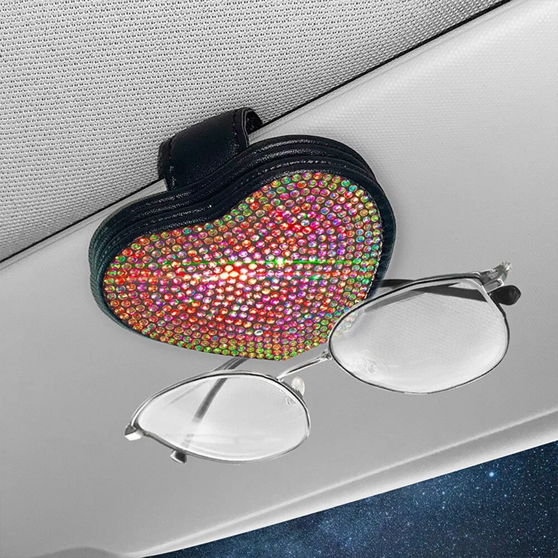 Diamond Love Auto brilles Saspraudes Turētājs Visor Klipu Brilles Saulesbrilles Karšu Klipu turētājs Bling Auto Salona Aksesuāri Meitenei