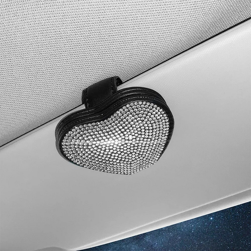 Diamond Love Auto brilles Saspraudes Turētājs Visor Klipu Brilles Saulesbrilles Karšu Klipu turētājs Bling Auto Salona Aksesuāri Meitenei