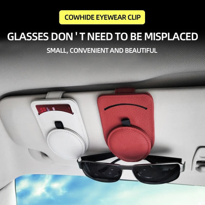 Car Glasses Holder Universal Car Visor Sunglasses Holder Mount Leather Eyeglasses Hanger Ticket Card Clip Car Visor Accessories