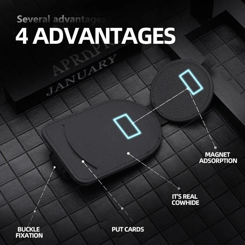 Automašīnu briļļu turētājs Universāls automašīnas vizieris saulesbriļļu turētājs, stiprinājums, ādas brilles, pakaramais Biļešu kartes klipsis Automašīnas vizieru piederumi