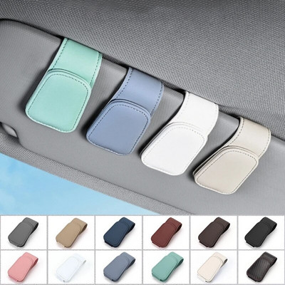 Car Glasses Clip Multifunction Integrated Durable Leather Portable Sunglasses Document Ticket Holder Clip Car Interior Accessory
