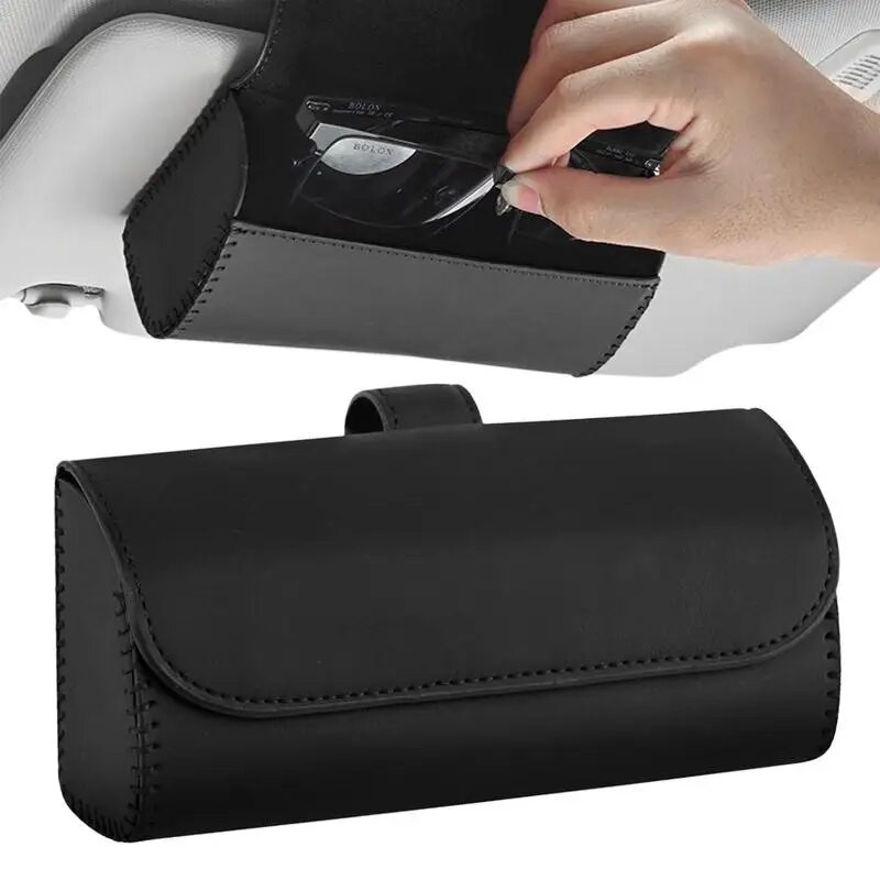 Automašīnas saulessargu briļļu kaste Auto saulesbriļļu turētājs klips PU ādas briļļu futrālis automašīnas iekšpusei saulesbriļļu glabāšanai Organizēt