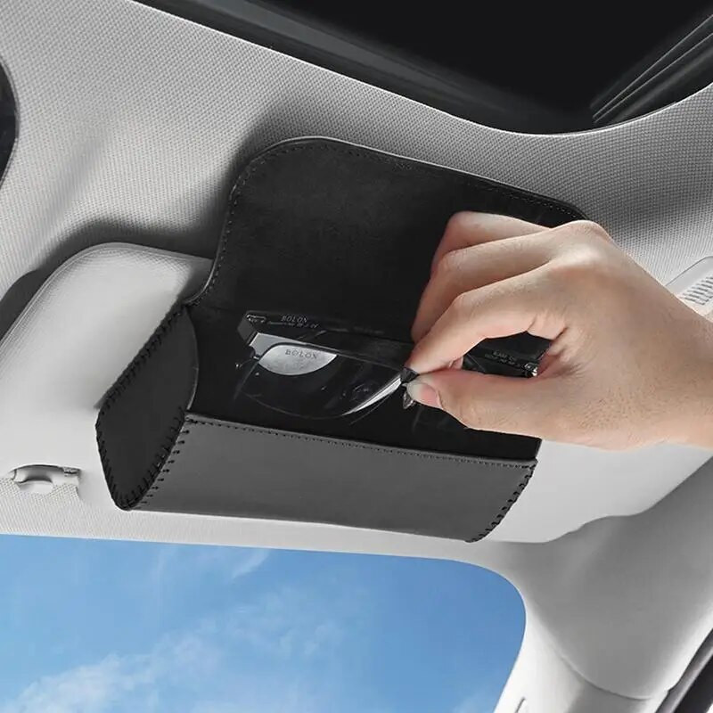 Automašīnas saulessargu briļļu kaste Auto saulesbriļļu turētājs klips PU ādas briļļu futrālis automašīnas iekšpusei saulesbriļļu glabāšanai Organizēt