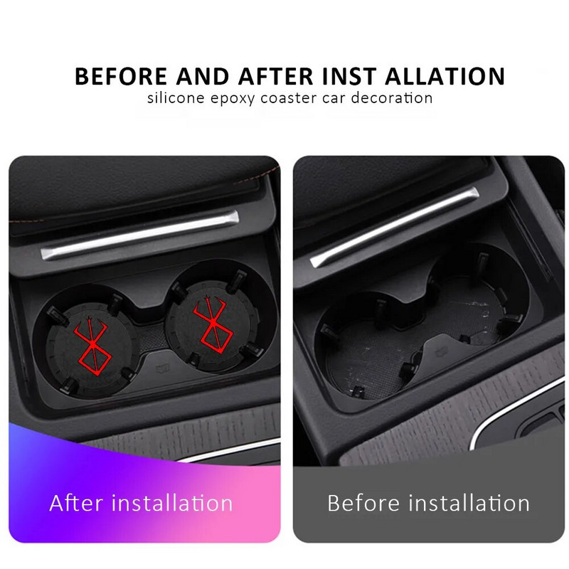 2 ΤΕΜ 6,6 εκ. DIY Universal Anime Αυτοκόλλητα Διακόσμηση σουβέρ αυτοκινήτου Αξεσουάρ Υποδοχή για κύπελλο νερού αυτοκινήτου Αντιολισθητικό ματ Auto Styling