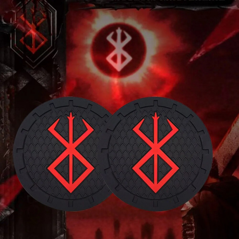 2 ΤΕΜ 6,6 εκ. DIY Universal Anime Αυτοκόλλητα Διακόσμηση σουβέρ αυτοκινήτου Αξεσουάρ Υποδοχή για κύπελλο νερού αυτοκινήτου Αντιολισθητικό ματ Auto Styling