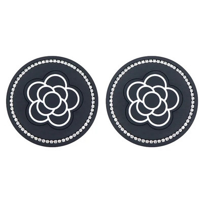 2 τεμάχια Car Water Cup Pad Creative Diamond Inlaid Camellia Flower Storage Tank Αντιολισθητικό ματ Προϊόντα εσωτερικής διακόσμησης για γυναίκες