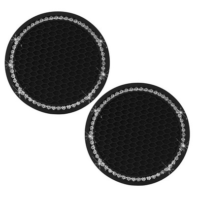 2 τεμάχια Car Water Cup Pad Creative Diamond Inlaid Camellia Flower Storage Tank Αντιολισθητικό ματ Προϊόντα εσωτερικής διακόσμησης για γυναίκες