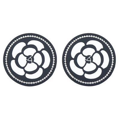 2 τεμάχια Car Water Cup Pad Creative Diamond Inlaid Camellia Flower Storage Tank Αντιολισθητικό ματ Προϊόντα εσωτερικής διακόσμησης για γυναίκες