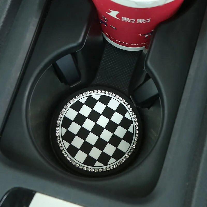 2 τεμάχια Car Water Cup Pad Creative Diamond Inlaid Camellia Flower Storage Tank Αντιολισθητικό ματ Προϊόντα εσωτερικής διακόσμησης για γυναίκες