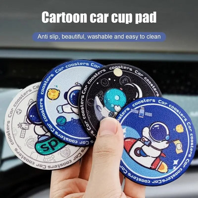 Mieli padėkliukai Astronaut Design Car Cup Pad Animacinių filmų transporto priemonių padėkliukai Neslystantys intarpai Puodelis Kilimėlis Vidaus Dekoras Automobilių Priedai