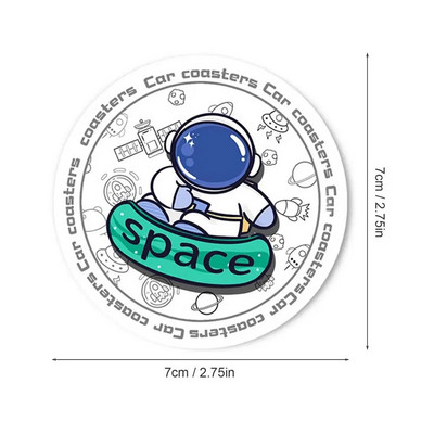 Armsad rannaalused Astronaut Design Car Cup Pad Multifilmid Sõidukialused Libisemisvastased Tassimatt Sisekujundus Autotarvikud
