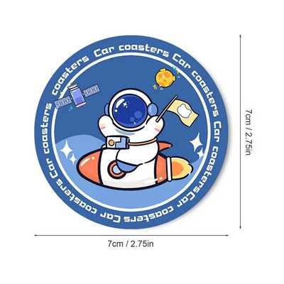 Armsad rannaalused Astronaut Design Car Cup Pad Multifilmid Sõidukialused Libisemisvastased Tassimatt Sisekujundus Autotarvikud