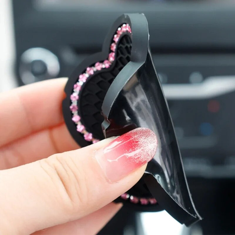 Pretslīdes auto paliktņi, silikagela ūdens krūzes spilventiņi plūmju ziedu ieveidošanai, iegulti dimanta kalnu kristāls Bling Bling neslīdošs dzērienu paklājiņš