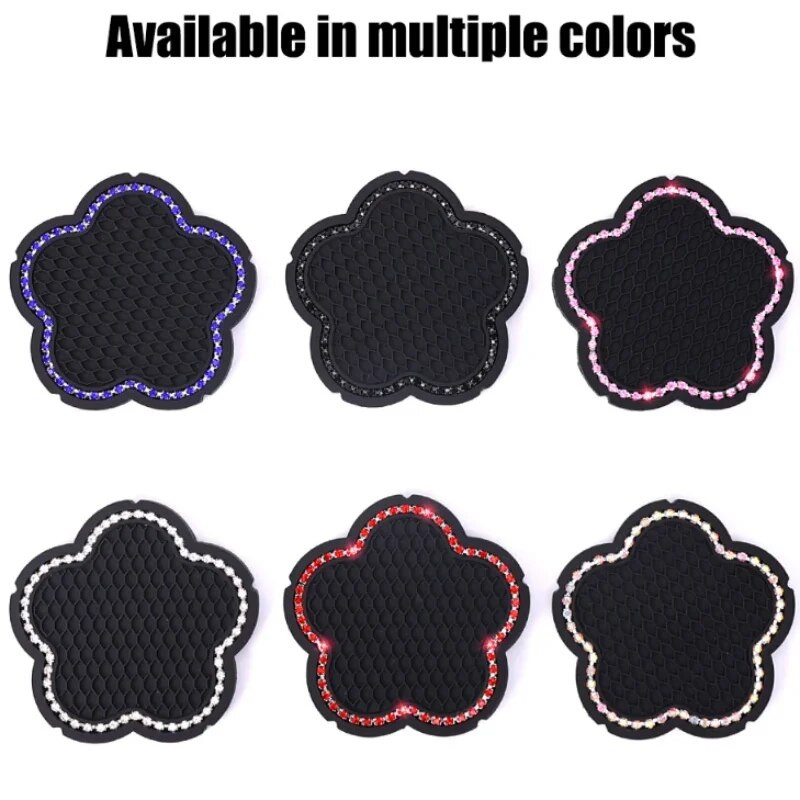 Pretslīdes auto paliktņi, silikagela ūdens krūzes spilventiņi plūmju ziedu ieveidošanai, iegulti dimanta kalnu kristāls Bling Bling neslīdošs dzērienu paklājiņš