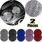 Dimanta automašīnu paliktņa ūdens krūzes slots pretslīdes paklājiņš Bling automašīnas krūzes paliktnis, melns rozā silīcija dioksīda paliktņa glāzes turētāja paklājiņš auto automašīnu apdare