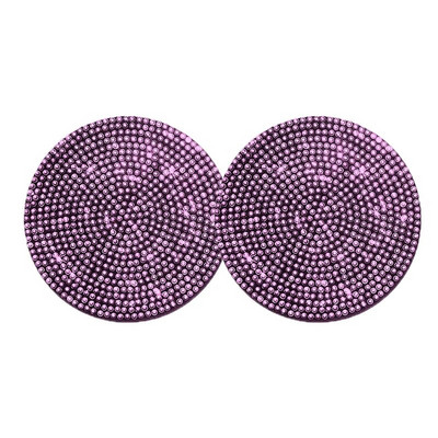 Dimanta automašīnu paliktņa ūdens krūzes slots pretslīdes paklājiņš Bling automašīnas krūzes paliktnis, melns rozā silīcija dioksīda paliktņa glāzes turētāja paklājiņš auto automašīnu apdare