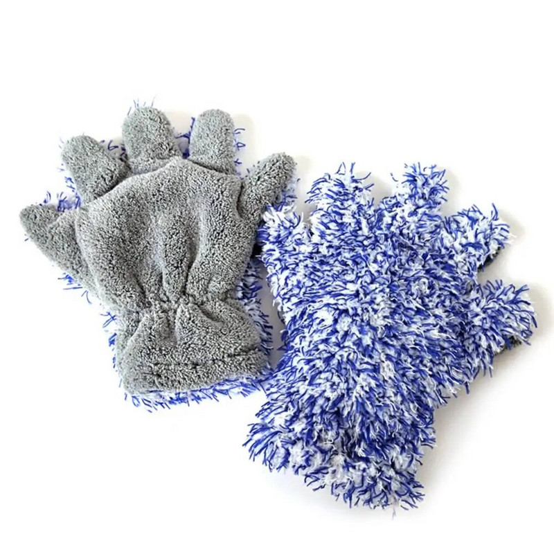 Automobilių valymo minkštas koralinės vilnos vandenį sugeriantis penkių pirštų pirštinių plovimo įrankis