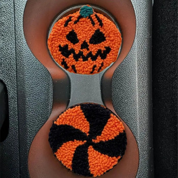 Χαριτωμένα Τρομακτικά Σουβέρ Αυτοκινήτου Κολοκύθα ποτηροθήκη αυτοκινήτου Διαμέτρου 9cm Αντιολισθητικά σουβέρ Creative Halloween Auto Εσωτερικά Αξεσουάρ