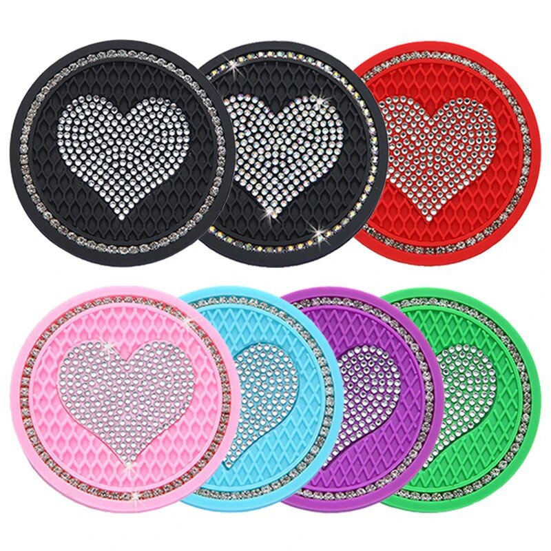 Automašīnas ūdens krūzes paklājiņš, mīlestības formas auto, dimanta paliktnis, neslīdošs silīcija dioksīda paliktnis, glāžu turētājs Universālie automašīnu aksesuāri salona apdare