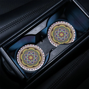 Mandala Car Rhinestone Coaster Αντιολισθητικό Diamond Αντιολισθητικό μαξιλαράκι για μπουκάλια για μπουκάλι με λάστιχο ελαστικό χαλάκι Auto Auto