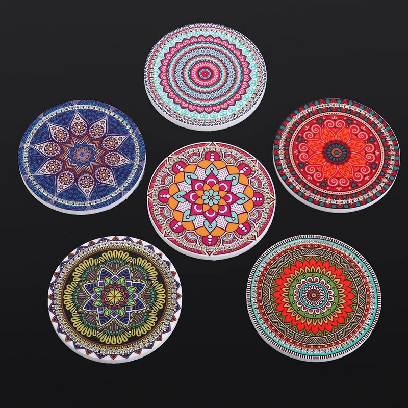 Mandala Car Rhinestone Coaster Αντιολισθητικό Diamond Αντιολισθητικό μαξιλαράκι για μπουκάλια για μπουκάλι με λάστιχο ελαστικό χαλάκι Auto Auto