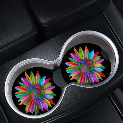 2pcs Stylish Car Absorbent Coasters Durable Non-slip Cup Holder Coasters Add Fashion to Your Car Interior