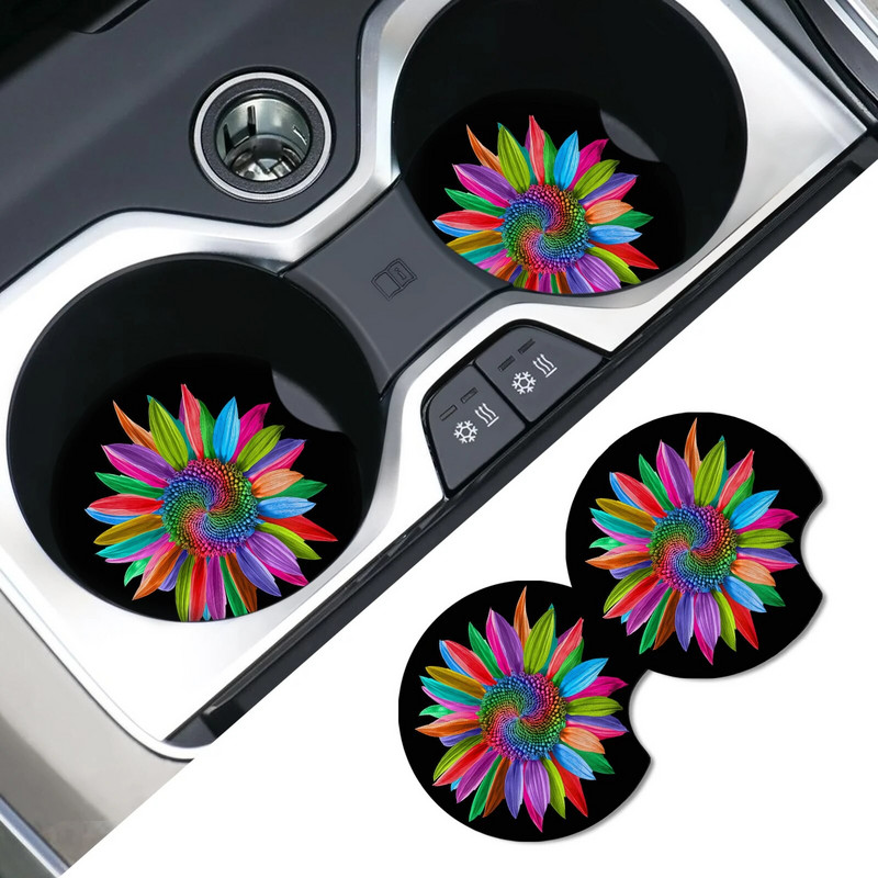 2gab Stilīgi automašīnu absorbējošie paliktņi Izturīgi, neslīdoši glāžu turētāju paliktņi piešķir jūsu automašīnas interjeram modi